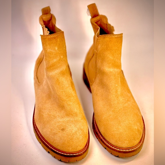 Steve Madden Leopold Chelsea Ankle Booties Classic Tan Suede Elastic Sock - Picture 1 of 8